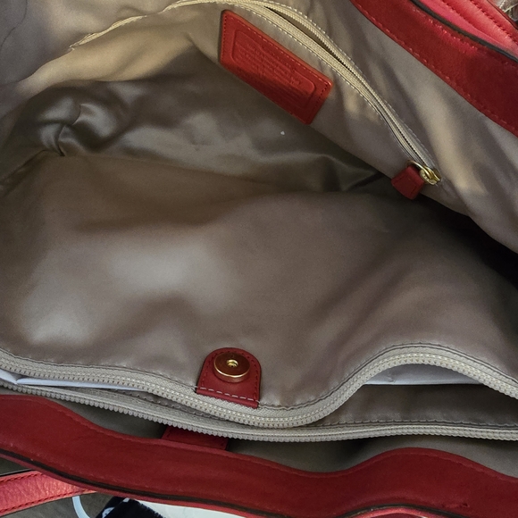 Coach Red Leather Tote Bag - Picture 7 of 10